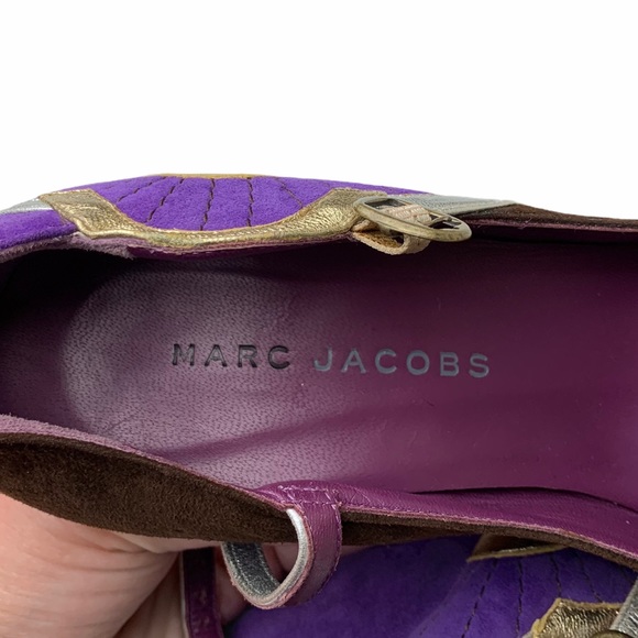 Marc Jacobs Purple Suede Mod Maryjane Wedge Heels - Picture 8 of 11